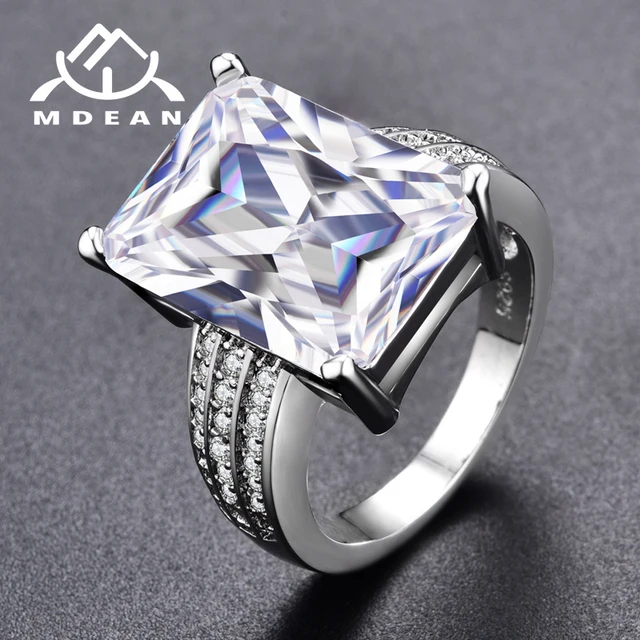 Aliexpress Mdean White Gold Color Clear Stone Rings Mdean White Gold Color Clear Stone Rings For Women Jewelry Engagement Wedding Bijoux