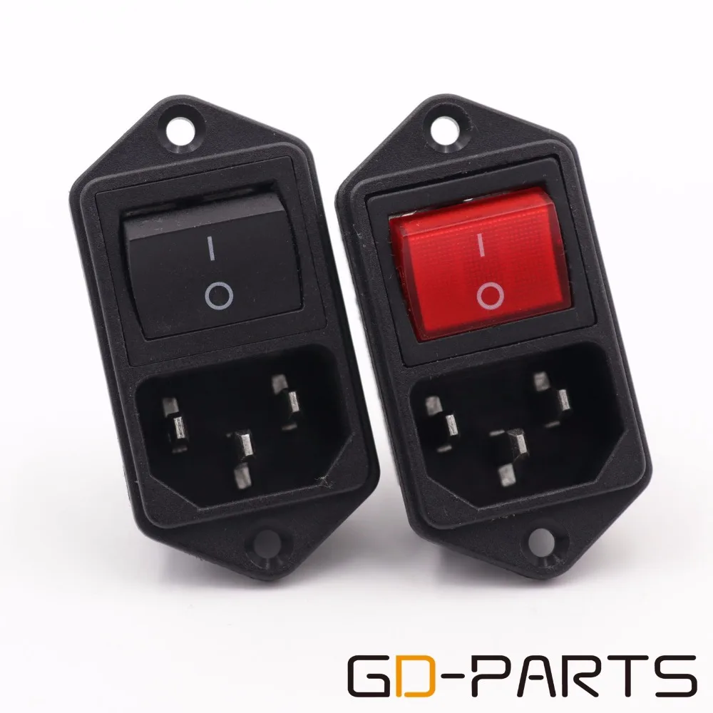 

Bulkx10PCS IEC320 C14 Power Cord Inlet Power Socket Receptacle Connector With ON OFF Rocker Switch AC 250V 15A CE CCC Rohs