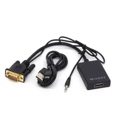 VGA мужчина к HDMI Женский видео кабель конвертер аудио ТВ AV кабель HD ТВ 1080 P Высокое разрешение VGA к HDMI адаптер