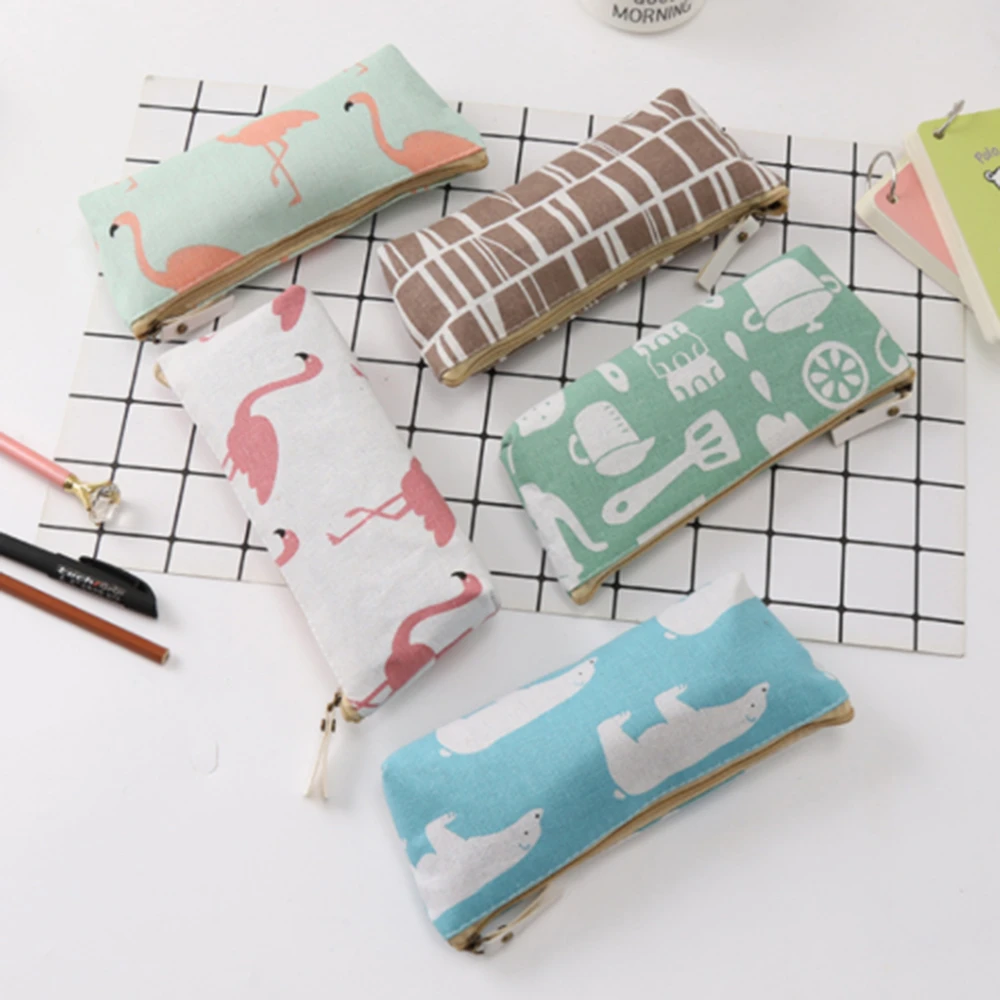 

1 Pc Cute Cartoon Flamingo Pencil Pen Case Bag Zipper Pencil case School Stationery Pouch Gift Student Awards Gifts