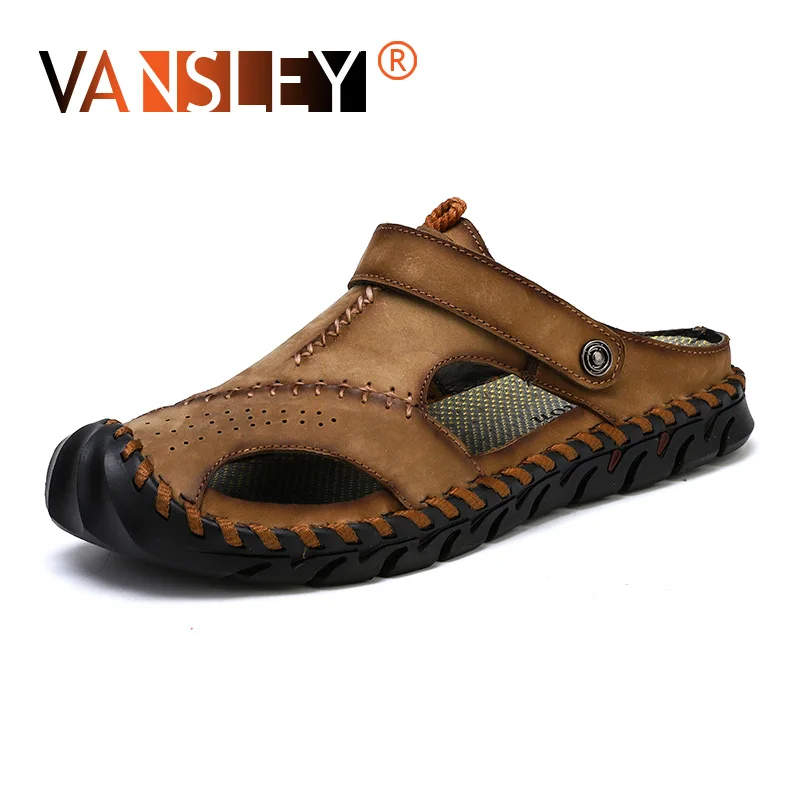 

Fashion Men Soft Sandals Comfortable Breathable Men Casual Leather Sandals Men Roman Summer Outdoor Beach Sandals Big Size 38-46