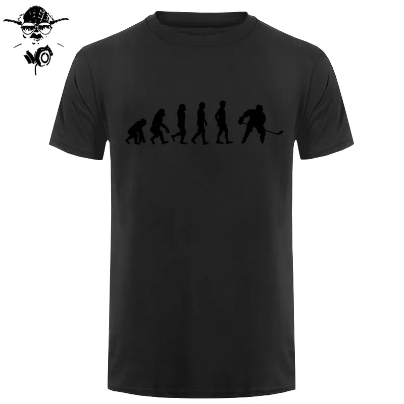 Evolution Of Ice Hockeyer, Молодежный топ, Клубная хлопковая футболка, забавные подарки на день рождения для ледяного хоккейного игрока, Мужская футболка с коротким рукавом, футболка - Цвет: black black
