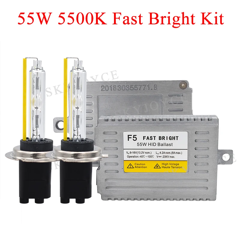 SKYJOYCE 55W Fast Bright Car Headlight Bulb Kit Xenon H7 H1 H3 H11 9005 HB4 9012 D2H 5500K Fast Start 55W F5 HID Ballast Reactor