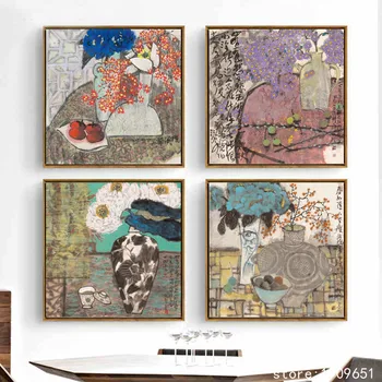 

No frame Chinese style riches and honour flowers canvas printings oil painting printed on cotton wall art decoration picture