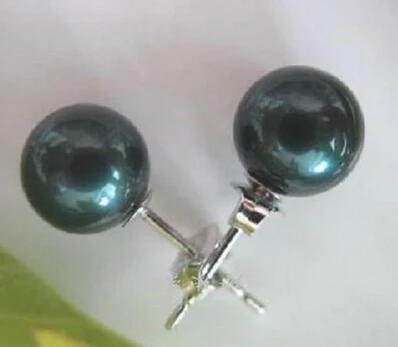 

hot sell new - wb00 Black South Sea Shell Pearl Silver Stud Earrings Jewelry 10MM