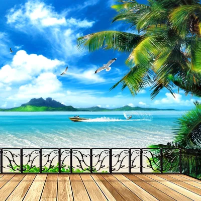 

3 d wall wallpaper wall painting landscape balcony window stickers hotel sticky murals from the sitting room background wall