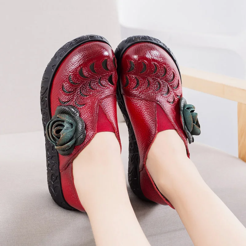 Новое поступление 2019 г. женские весенне-осенние туфли-лодочки из натуральной кожи на высоком каблуке, туфли на танкетке ручной работы с