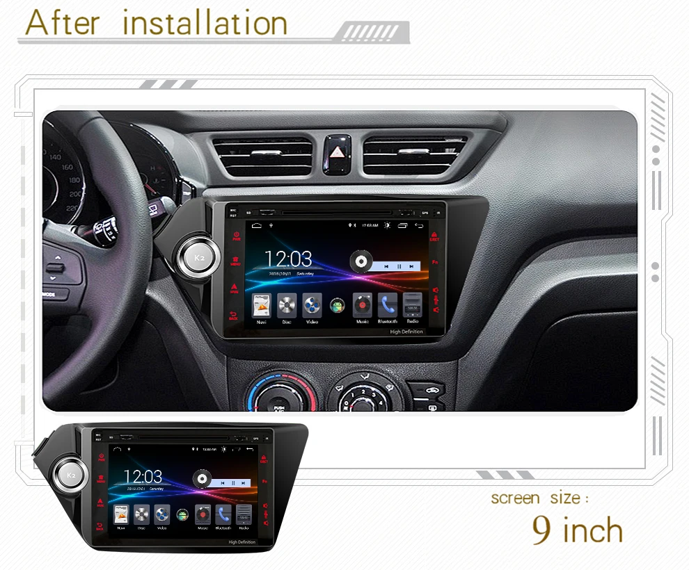 

4G LTE Android 8.1 car gps multimedia video radio DVD player in dashboard for Kia K2 rio ceed 2011-2015 year navigation stereo