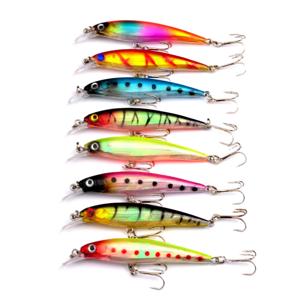 

8pcs Artificial Minnow Fishing Lures Wobbler Trolling Hard Bait 80mm/7.3g Crankbait Dive 2.1m ABS Plastic Fishing Decoy Tackle