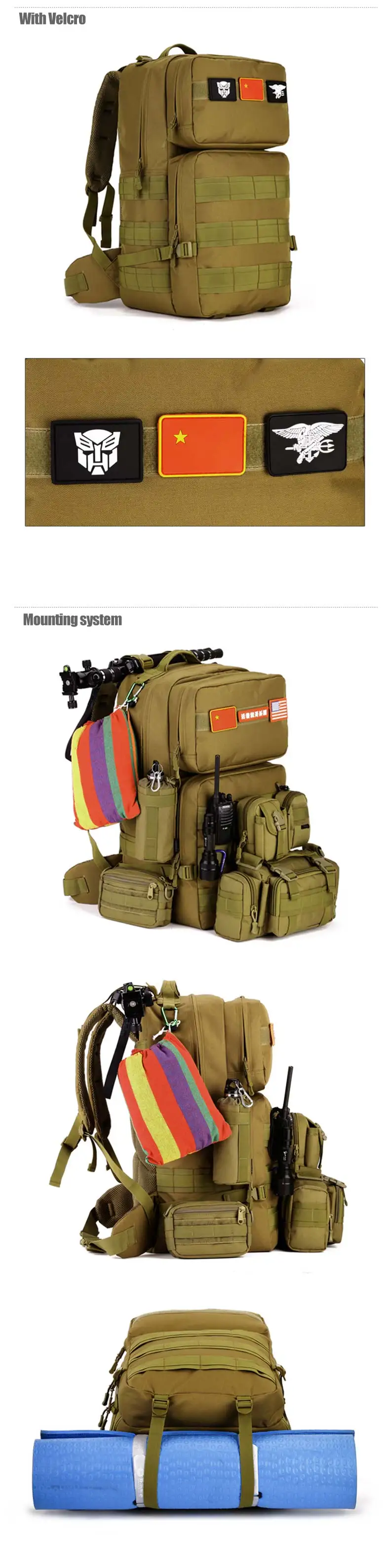 Bolsa de Desporto Mochila de Escalada dos Homens ao ar Mochila de Viagem Mochila Militar Quente Braço Livre Camuflagem Tático Multifuncional Xa982wd 55l 24 Esporte e Lazer