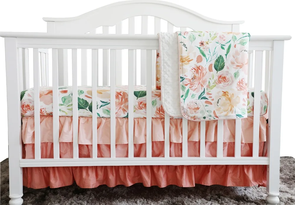 peach floral crib sheet