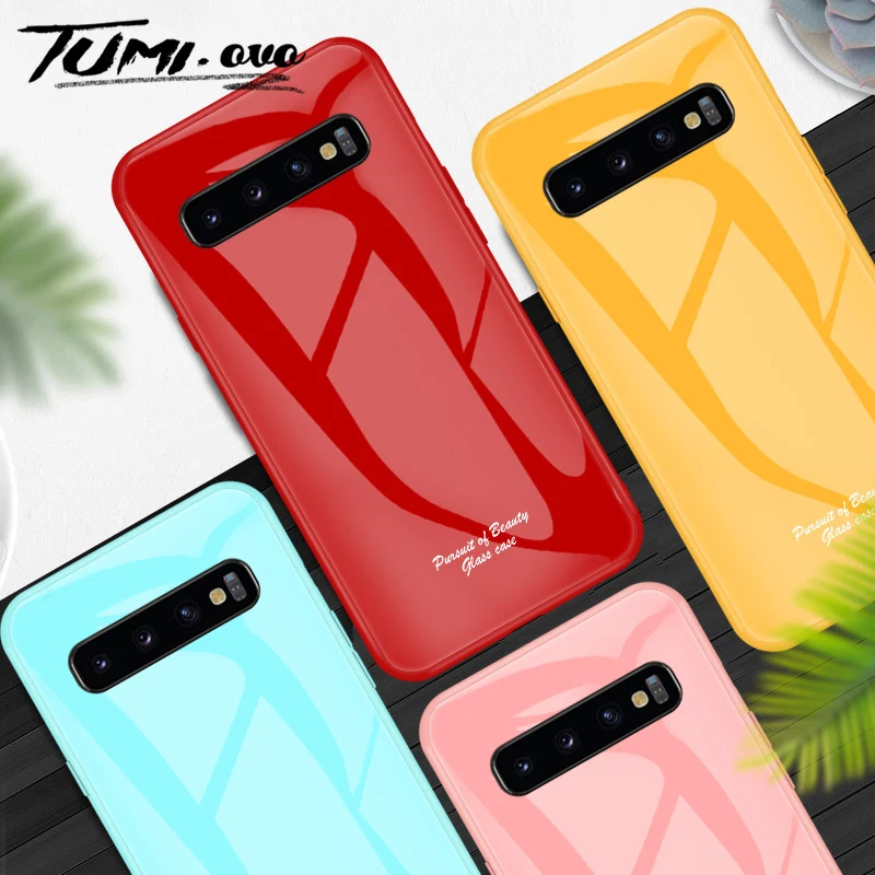 Чехол из закаленного стекла карамельного цвета для Samsung Galaxy S9 S10 Plus S10E Lite Note 8 9 5G