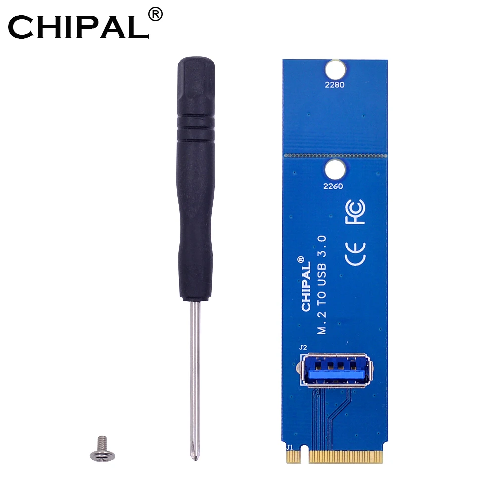 

CHIPAL NGFF M.2 to USB 3.0 Transfer Card Riser Card Adapter M2 M Key Adapter for PCI-E 1x to 16x Riser Card For BTC Miner