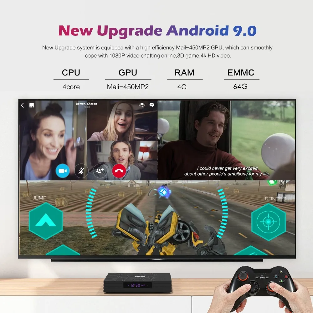 T9 Smart tv BOX Android 9,0 OS 4 Гб+ 32 ГБ/64 Гб RK3328 четырехъядерный Wi-Fi 2,4G 1080P 4K YouTube Netflix медиаприставка