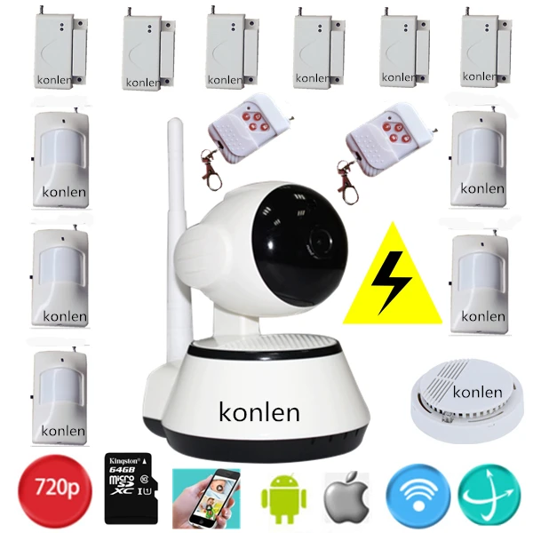 bilder für DHL freies alarmanlage wireless + wifi P2P HD IP kamera 720 p für haus 2 in 1 einbrecher alarma kamera maison systeme bilder für DHL freies alarmanlage wireless + wifi P2P HD IP kamera 720 p für haus 2 in 1 einbrecher alarma kamera maison systeme