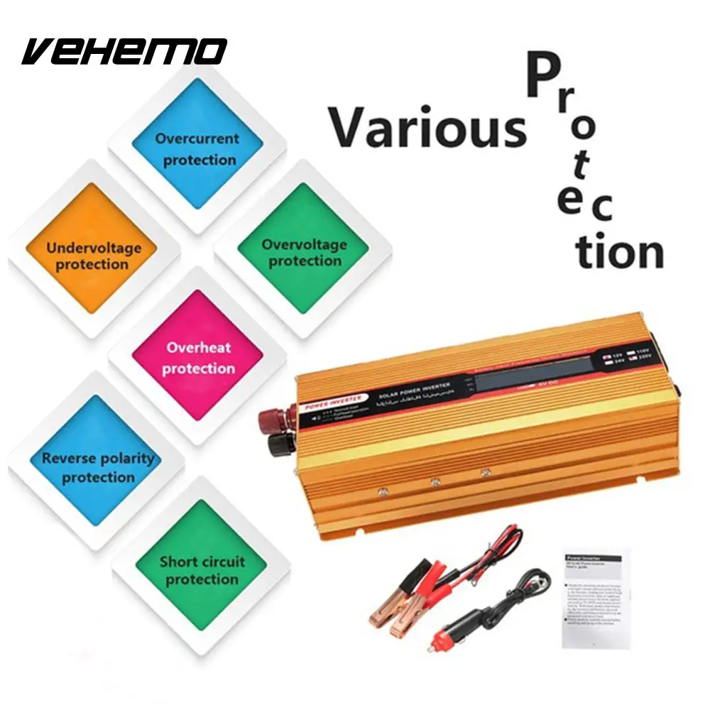 

VEHEMO DC24V To AC110V Converter Solar Power Inverter Car Inverter Vehicle Charger Transformer Portable Auto Inverter Outdoor