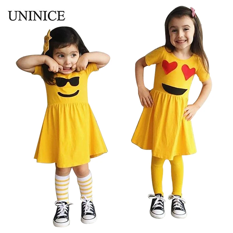 UNINICE INS Hot Summer Baby Girls Funny Dress Children's Clothing For