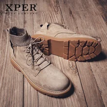 XPER/брендовые модные рабочие трендовые ботинки мужские повседневные осенне-зимние туфли-оксфорды коричневые сапоги мужские короткие удобные римские ботинки# XP049
