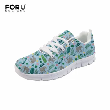 

FORUDESIGNS Women Sneakers Breathable Mesh Shoes Elephant Prints Vulcanized Shoes Comfortable Platform Casual Light Footwear