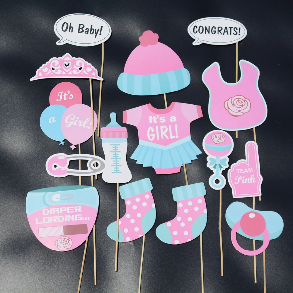 25 Pcs Lot Bebe Douche Photo Booth Props C Est Un Garcon Fille Fete D Anniversaire Decoration Bleu Rose Bapteme Aliexpress