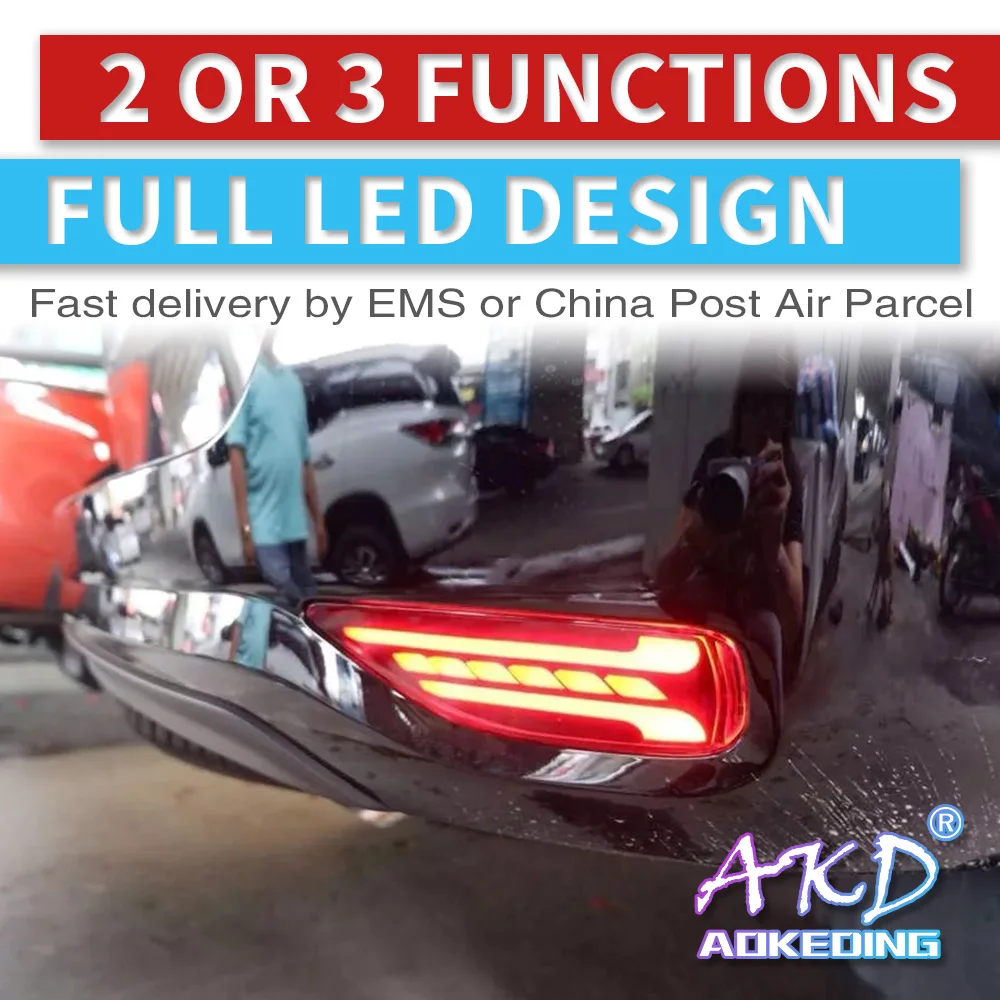 

AKD 2PCS LED Rear Fog Lamp For Toyota Fortuner 2015 2016 2017 2018 Bumper Light Brake Light Turn Signal Light Warning Light