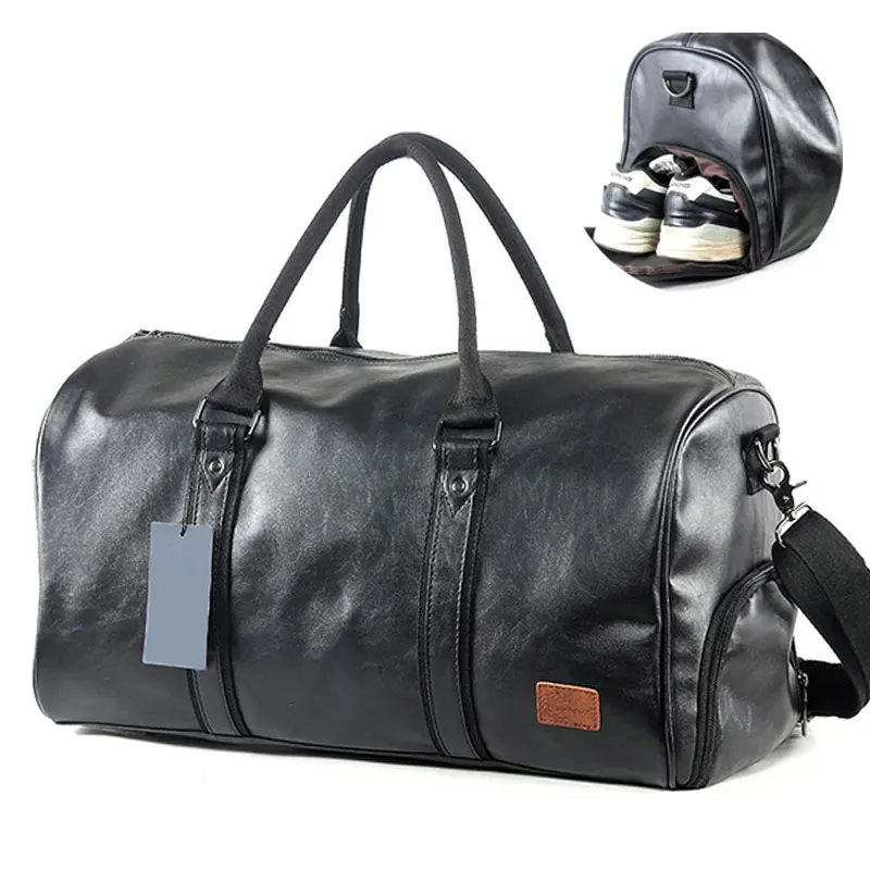 Men's PU Leather Gym Bag Male Big Sports Bag For Fitness Men Women ...