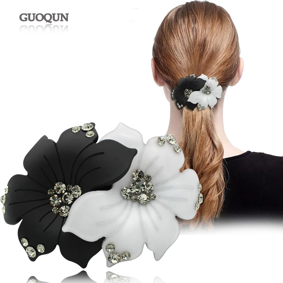 

Flower Hair Clip - Hair Accessory - Acetate Rhinestone Hair Jewelry Ornament - Hair Barrette for Women Tiara Braids Bridal