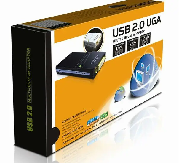 

New arrival USB 2.0 UGA Multi-Display Adapter Supporting DVI+VGA+HDMI (Max. resolution: 1920*1080)