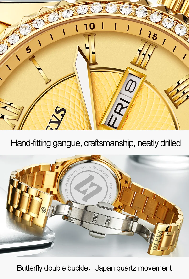 OLEVS Топ Элитный бренд Мужские золотые часы 2019 элегантный мужской часы популярные наручные часы Современный повседневное бизнес Relogio Masculino