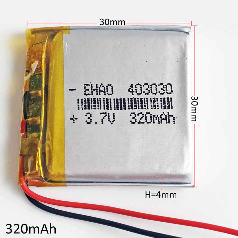 

3.7V 320mAh 403030 Lithium Polymer Li-Po Rechargeable Battery For Mp3 GPS PSP bluetooth headphone headset smart watch 4*30*30mm