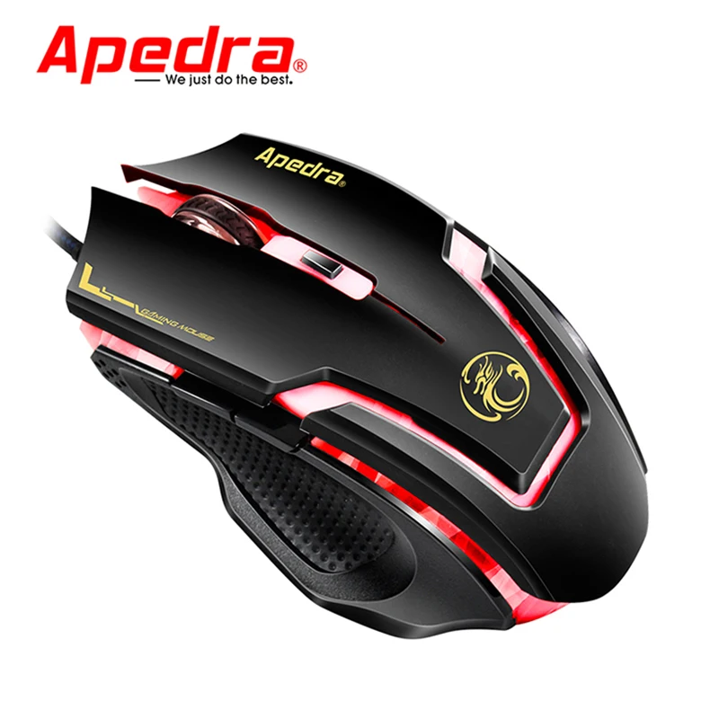 Apedra 6 пуговицы компьютерных игр мышь 3200 точек светодиодный дюйм LED оптическая USB