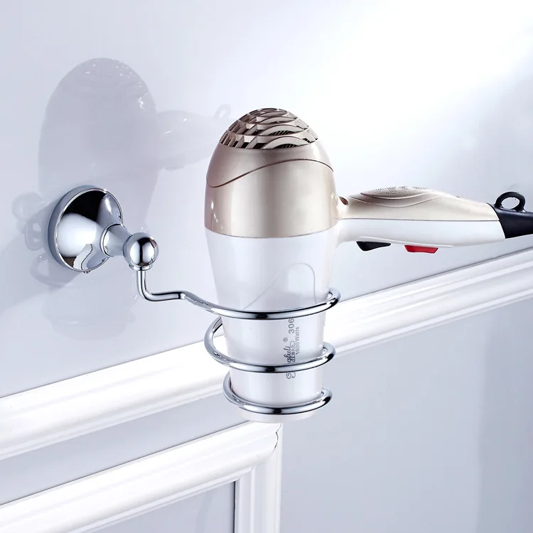AUSWIND Bathroom Shelves Wall Mounted Hair Dryer Holder Modern Silver