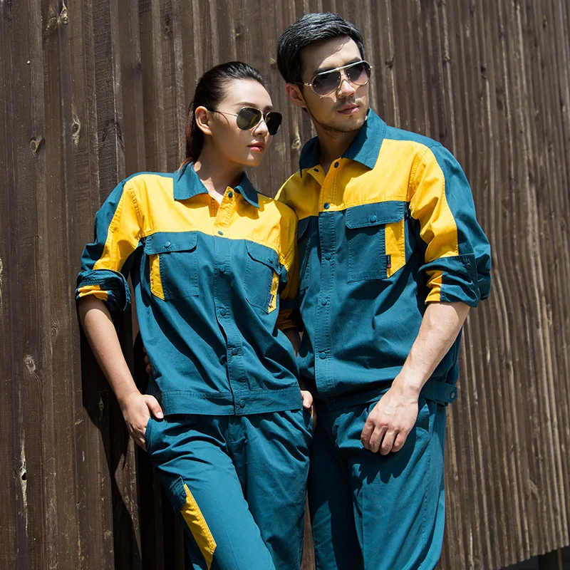 Men Women Workwear Suit Long Sleeve Jacket and Work Pants Safety Working Cloth For Factory Workers Car Repairman