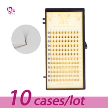 J& S C Curl натуральные мягкие шелковые накладные ресницы для наращивания предварительно изготовленные вееры 6D объемные термоклеящиеся накладные ресницы хорошего качества