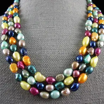 

Pearl Necklace - 64 Inches 7-8mm x 8-9mm AA Rainbow Color Natural Baroque Freshwater Pearl Long Necklace - Free Shipping