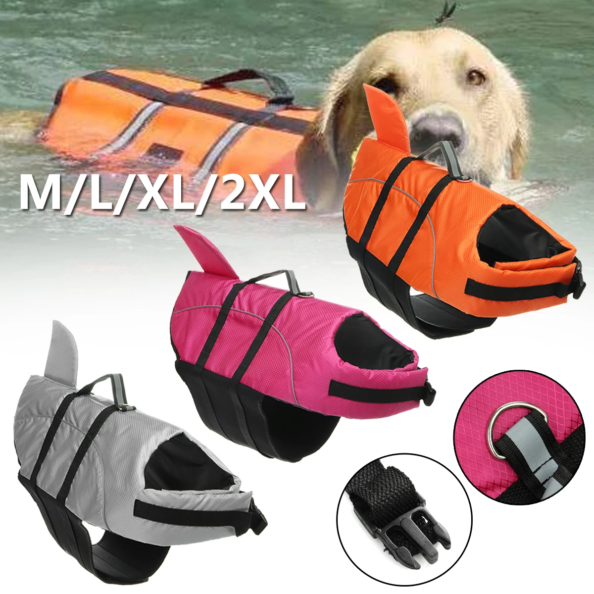 M 2XL Pet Safety Dog Life Jacket Pet Saver Life Vest Swimming Preserver