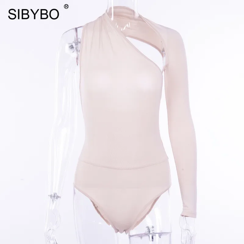 Женский хлопковый боди Sibybo Осенний Облегающий комбинезон с длинным рукавом и