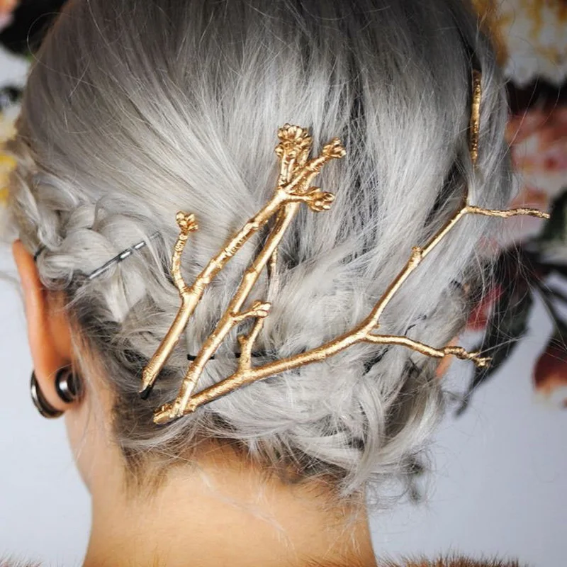 2016 트리 클립 패션 소설 디자이너 빈티지 금속 브랜치 여성용 헤어핀 웨딩 헤어 쥬얼리 액세서리 pinzas de pelo