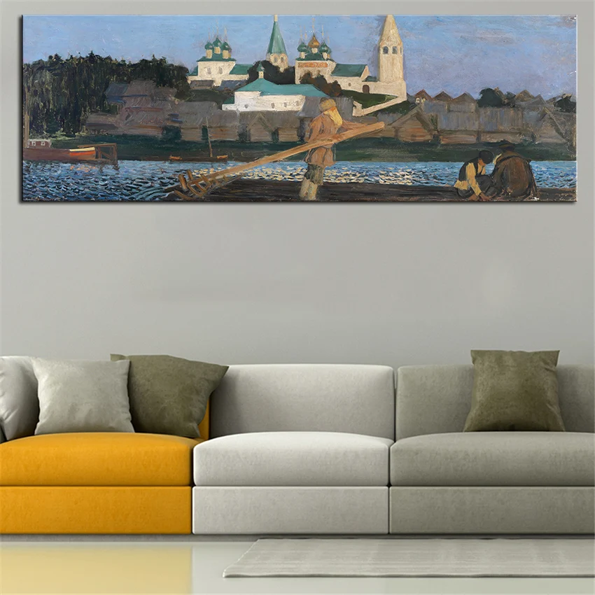 Vente Grandes tailles Mur Art Décor Boris Koustodiev bateau en mer original Peinture à l huile Imprimer pour le mur photo no frame mur peinture