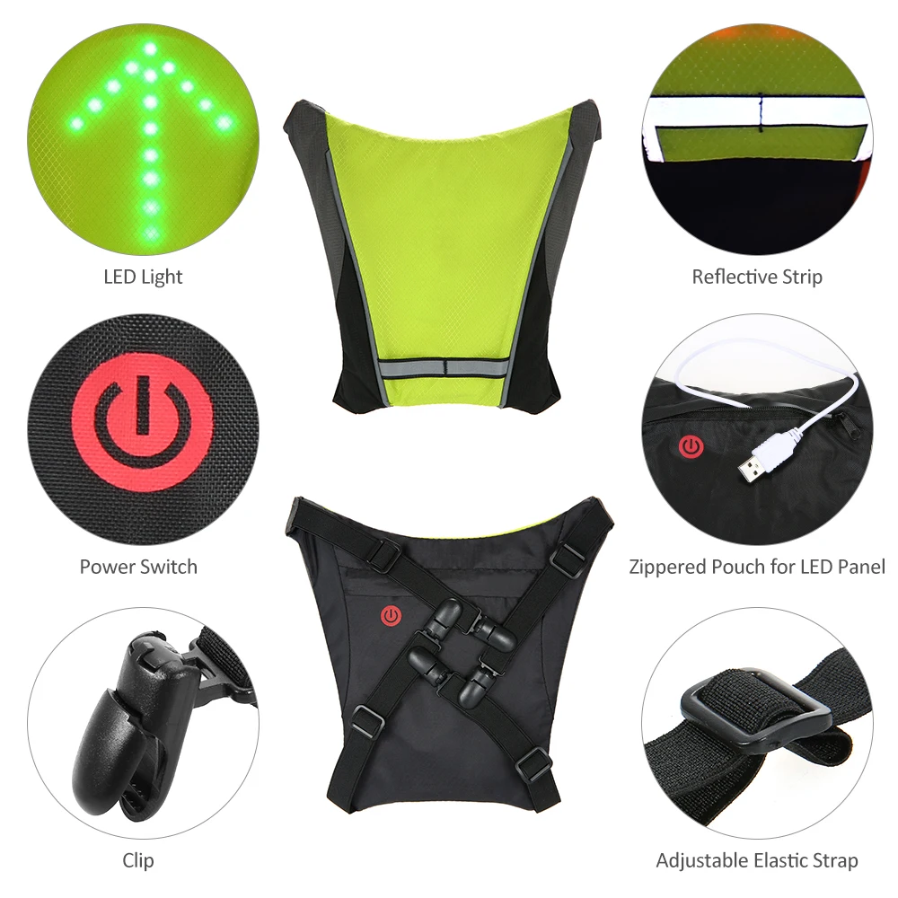 Cheap Lixada USB Rechargeable Reflective Backpack Attachment Clip with Remote Control LED Signal Light Outdoor Sport Safety Bag Gear 23