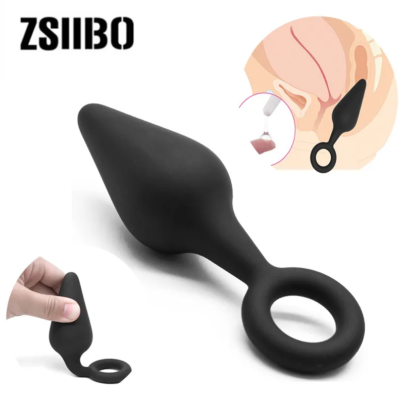 Erotic Toys Black silicone pull ring Anal Plug  private goods Stimulating the prostate Butt Plug toys for adults GS77