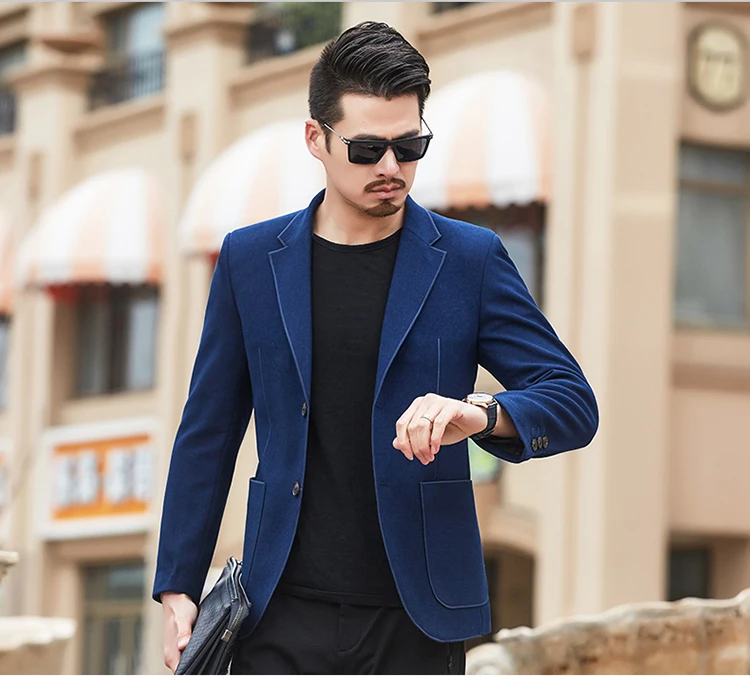 Для мужчин Блейзер Весна Для мужчин; высокое качество Slim Fit человек синий Повседневное костюмы, жакеты, блейзеры Повседневное Свадебная официальная одежда Блейзер Для мужчин