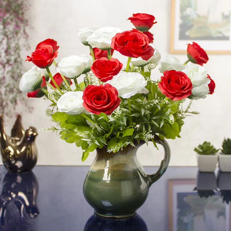 Искусственные цветы цветочный костюм Европейский декоративные новый розы ваза комната вся украшения