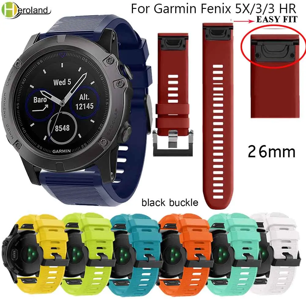 26mm Replacement Silicone Quick Release Kit watchBand Strap For Garmin Fenix 5X for Garmin Fenix 3 3 HR Watchband Easyfit Wrist