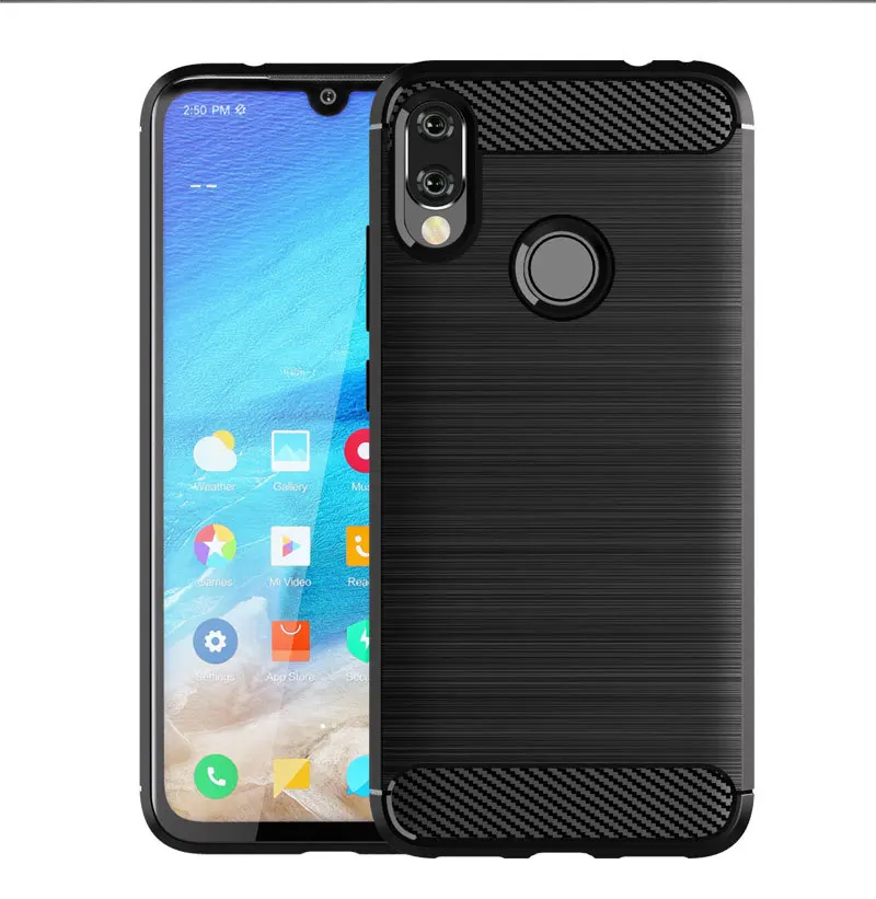 

for xiaomi redmi note 7 pro Soft Carbon fiber cell phone Back Cover Solid Color Dirt-resistant Brushed Finish Shockproof case