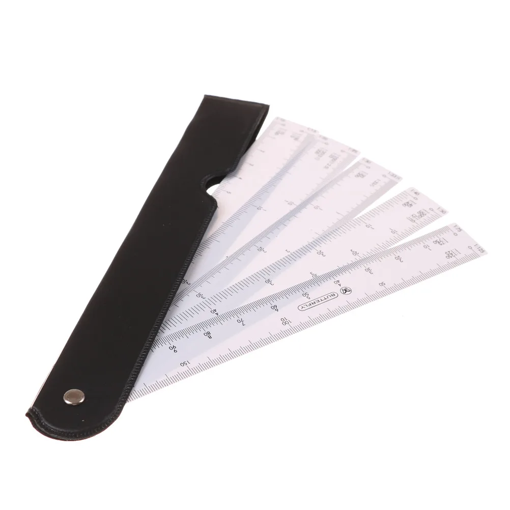 1pc 5 Sizes Rulers Foldable Fan Shape Architects Scale Ruler With 5 Blades For Engineering Architects Multifunctional Multiscale
