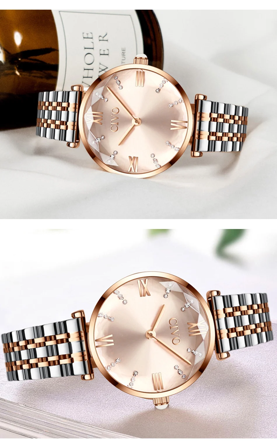 CIVO модные роскошные часы от ведущего бренда с кристаллами женские водонепроницаемые часы со стальным ремешком женские кварцевые часы с бриллиантами для женщин часы