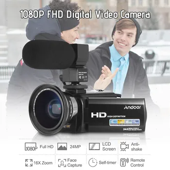 

Andoer 1080p Dv Recorder 24mp 16x Digital Zoom 3.0 Inch Lcd Screen Fhd Digital Video Camera With 2pcs Rechargeable Batteries