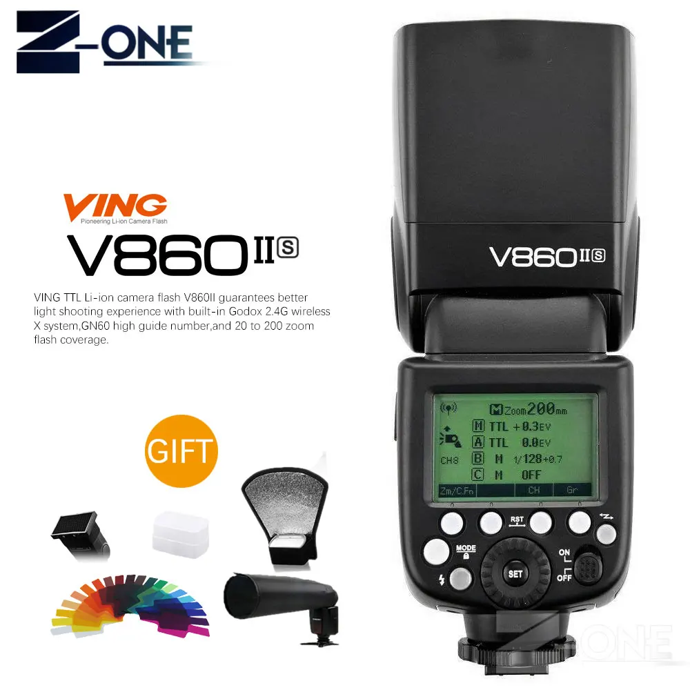 Godox Ving V860II V860II-C/N/S/F/O E-TTL HSS 1/8000 Speedlite вспышка для Canon Nikon sony DSLR камера без VB-18 батареи - Цвет: Красный