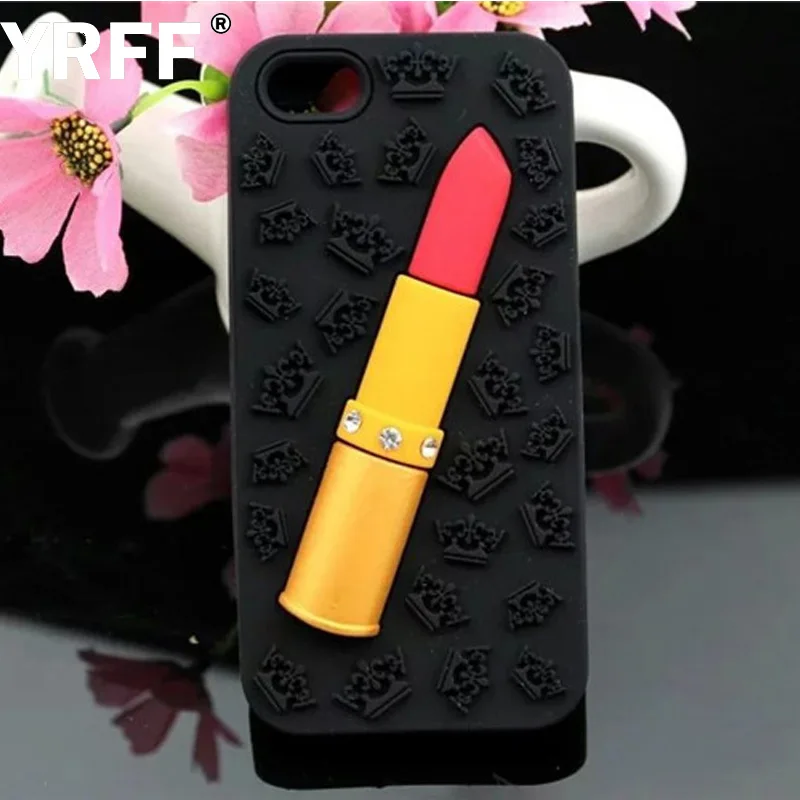YRFF New crown rhinestone Lipstick phone case For iphone 5 5s 6 6S PLUS